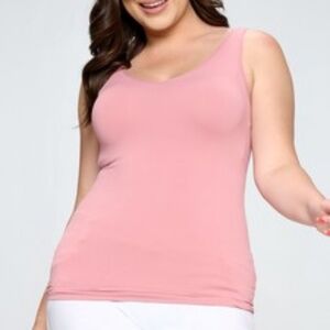 Plus Yelete Dusty Rose  V or U Neckline Reversible Seamless Tank